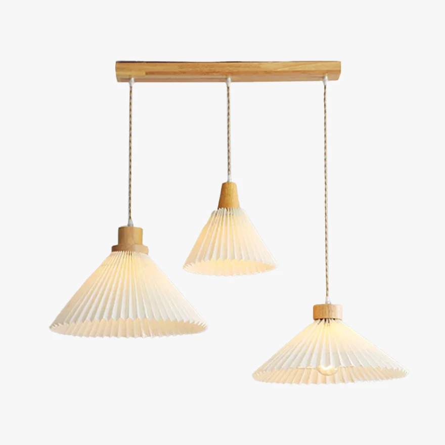 Modern Wooden And Acrylic Conical Kitchen Pendant Light, White, Trichromatic Light