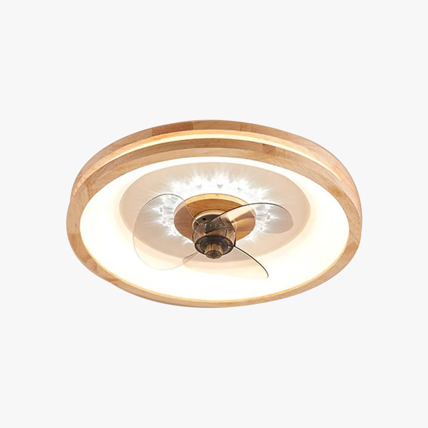 Modern Wooden And Acrylic Round Living Room Ceiling Light, Natural Wood/Walnut