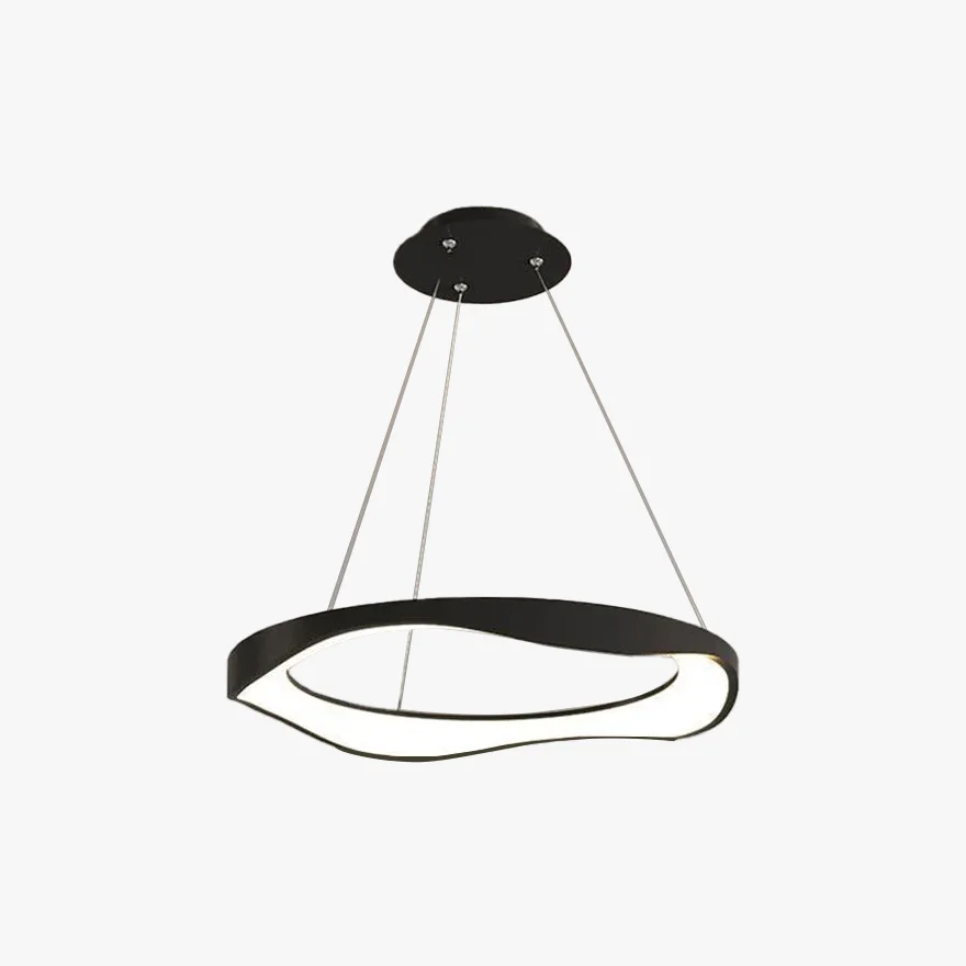 Modern Metal And Acrylic Ring Dining Room Pendant Light, Beige/White