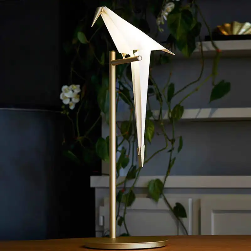 Contemporary Metal Bird Indoor Floor Lamp, Gold