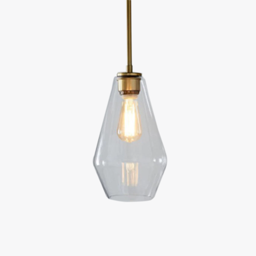 Modern Metal And Glass Geometric Study Room Pendant Light, Amber/Clear