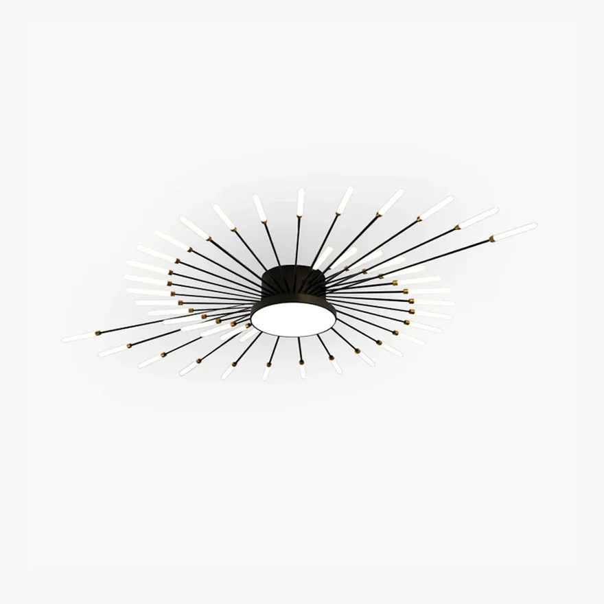 Modern Metal And Acrylic Radiographic Living Room Ceiling Light, Black/Gold