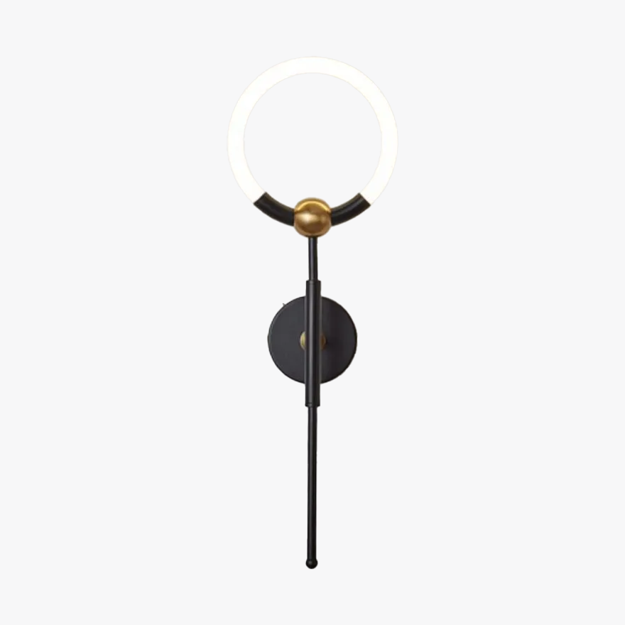 Designer Metal And Acrylic Ring Bathroom Wall Lamp, Black/ Gold