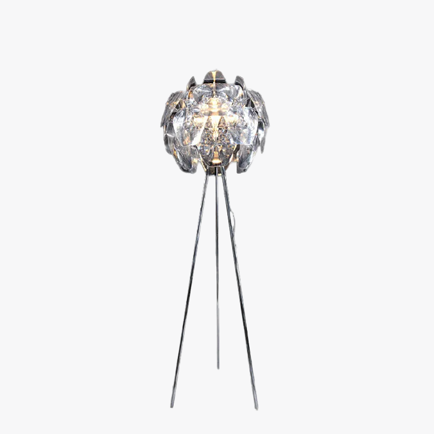 Art Deco Metal  Flower Living Room Floor Lamp, Clear