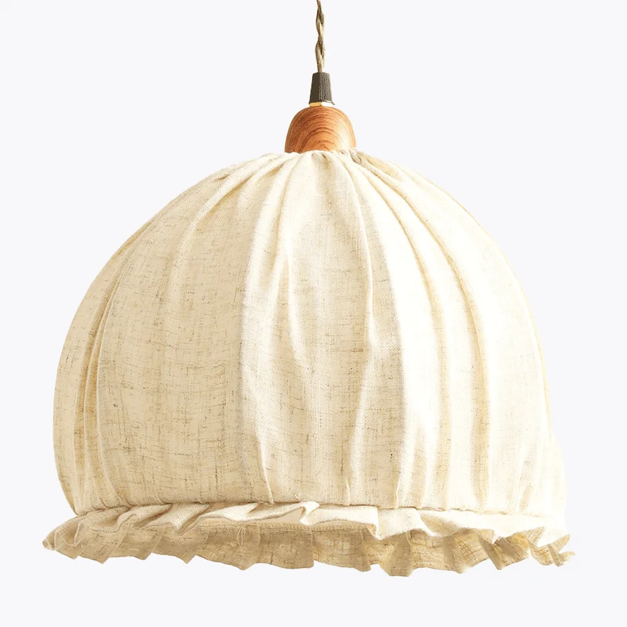 Sweden Fabric Floral Bedroom Pendant Light, Beige