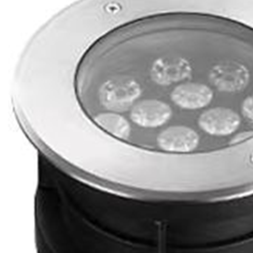 Minimalist Metal And Glass Round Outdoor Underwater Spotlight, Black