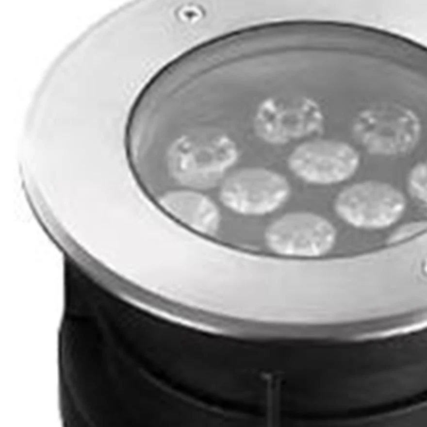 Minimalist Metal And Glass Round Outdoor Underwater Spotlight, Black