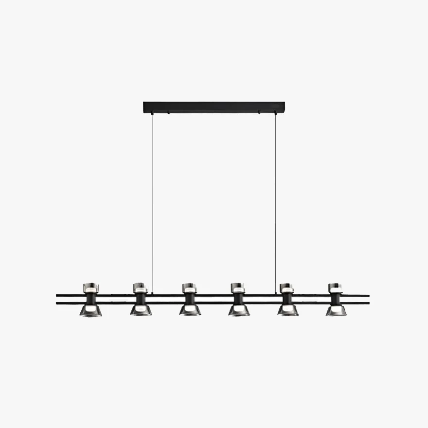 Designer Pure Copper And Glass Linear Dining Room Pendant Light, Black/Gold