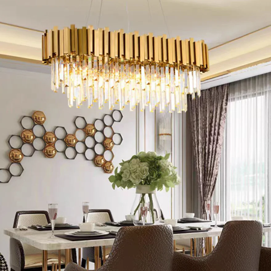 Royal Crystal And Metal Round Dining Room Chandelier Pendant Light, Gold/Silver