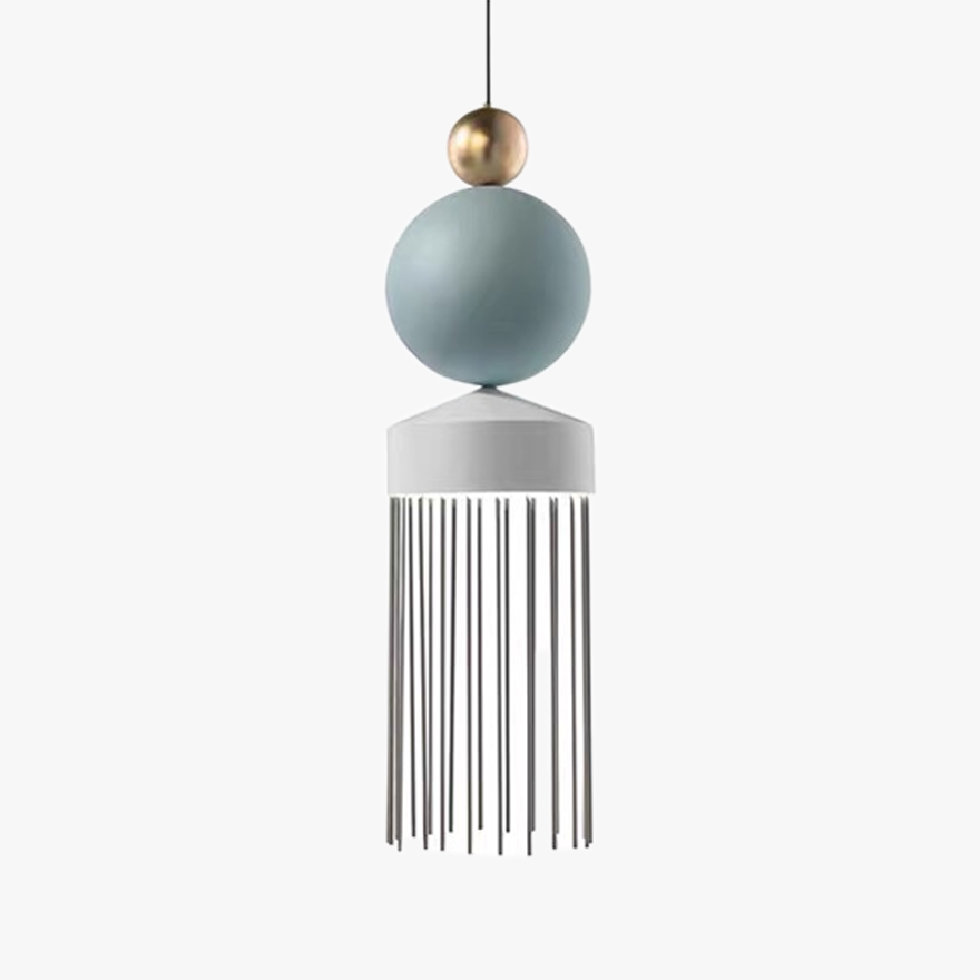 Modern Metal Tassel Study Room Chandelier Pendant Light, Gray/Blue