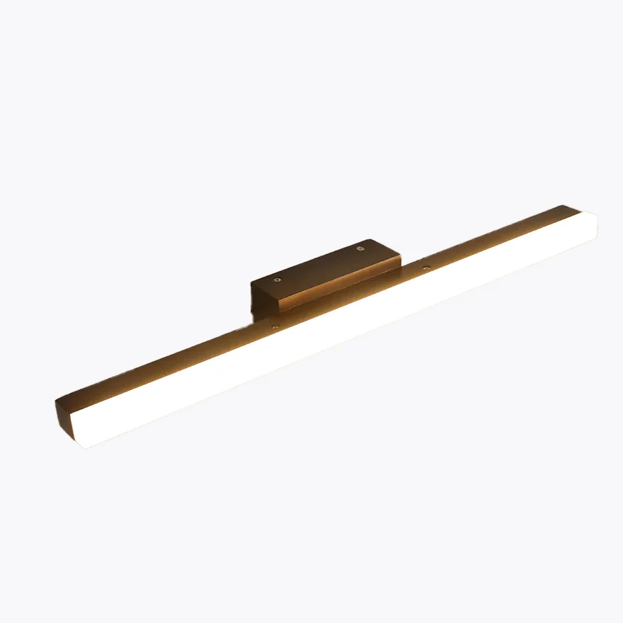 Minimalist Wooden Linear Bathroom Mirror Front Wall Lamp, Burlywood/Log Color