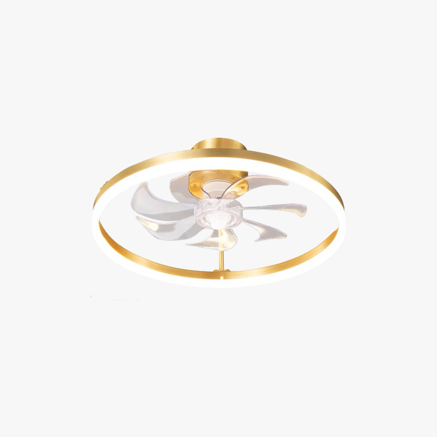 Modern Metal And Acrylic Fan Living Room Ceiling Light, Gold