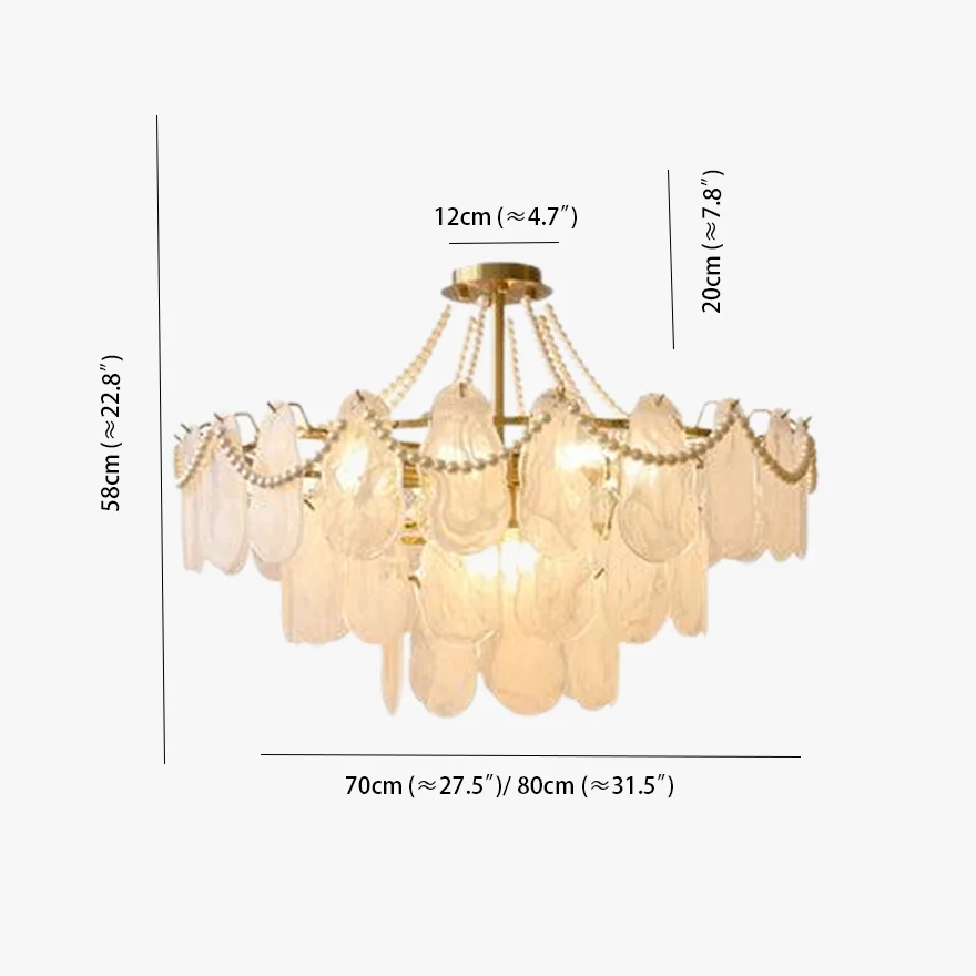 Royal Metal And Glass Floral Living Room Chandelier Pendant Light, Gold, Trichromatic Light