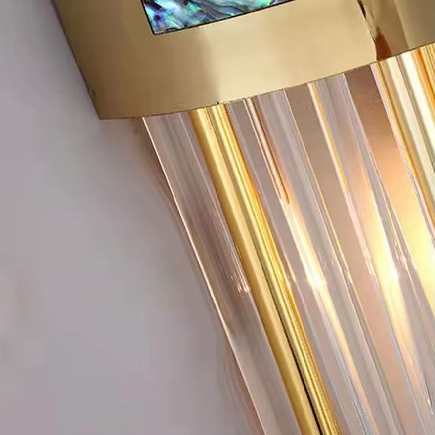 Art Deco Acrylic And Metal Cylindrical Bedroom Wall Lamp, Gold