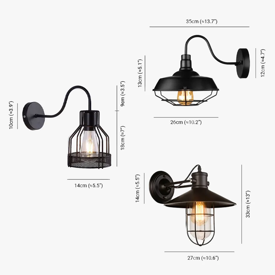 Industrial Metal Lantern Dining Room Wall Lamp, Black