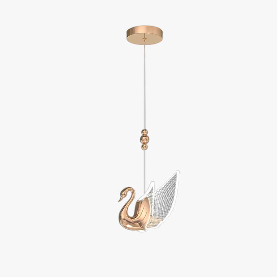 Art Deco Metal And Acrylic Swan Bedroom Pendant Light, Gold/Rose Gold