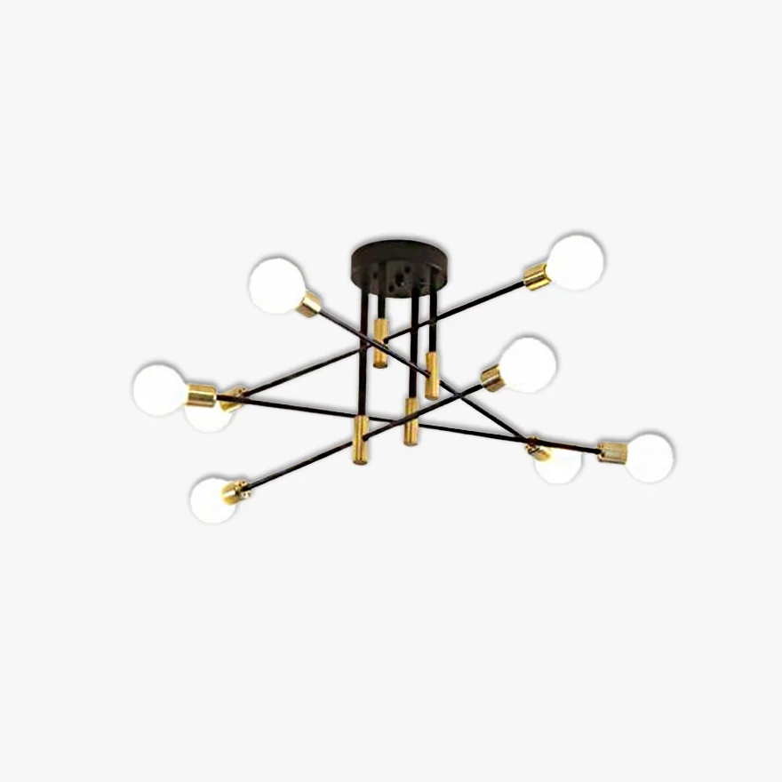 Modern Metal Geometric Dining Room Ceiling Light, Black, Trichromatic Light