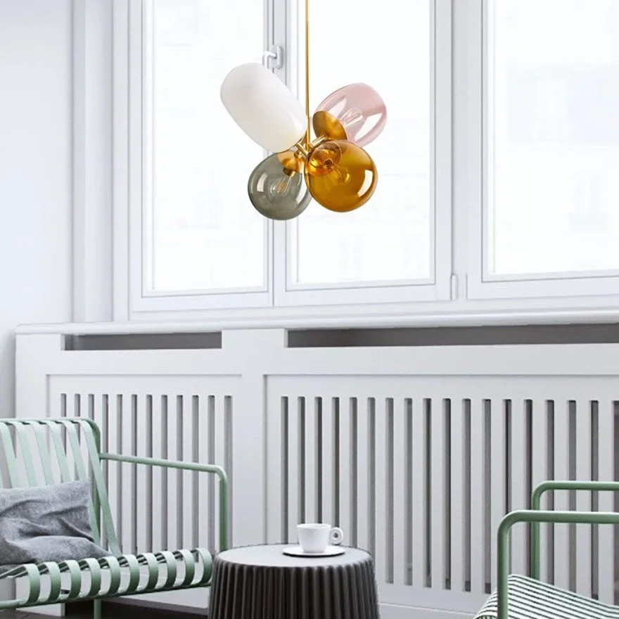 Modern Metal And Glass Balloon Children's Room Pendant Light, Multicolor