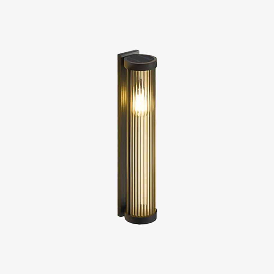 Modern  Metal And Glass Cylindrical Outdoor Wall Lamp, Black