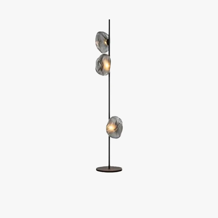 Decorative Metal And Glass Linear Living Room Floor Lamp, Black/Gold/Grey