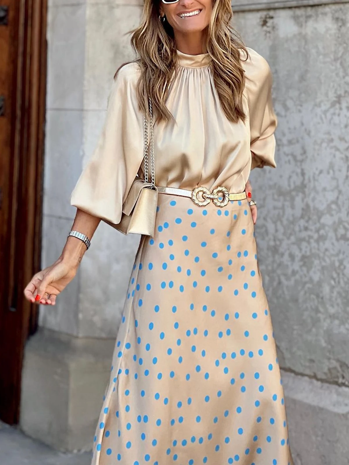 Satin Halter Neck Long Sleeve Blouses