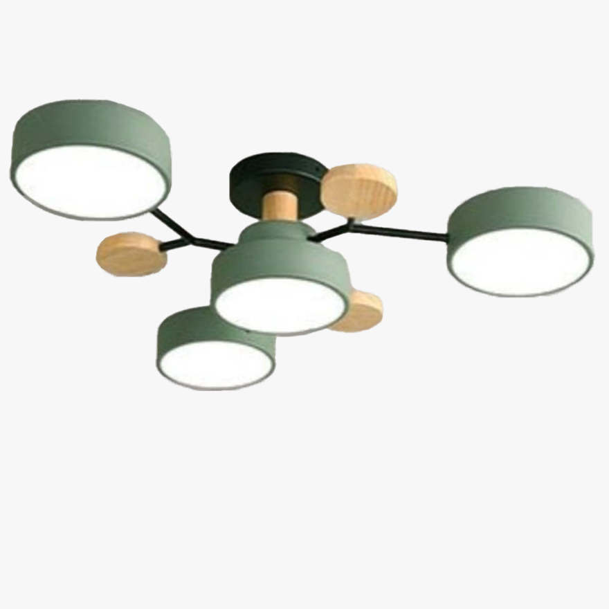 Classical Metal Round Living Room Ceiling Light, Gray/Green/White