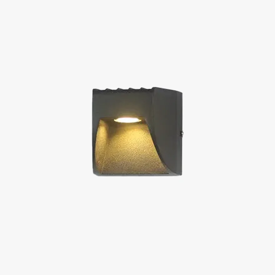 Modern Metal Rectangular Outdoor Wall Lamp, Black