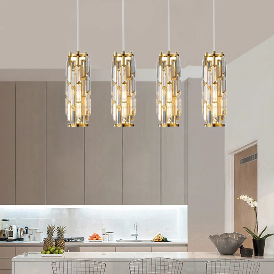 Designer Crystal Cluster Dining Room Pendant Light, Black/Gold