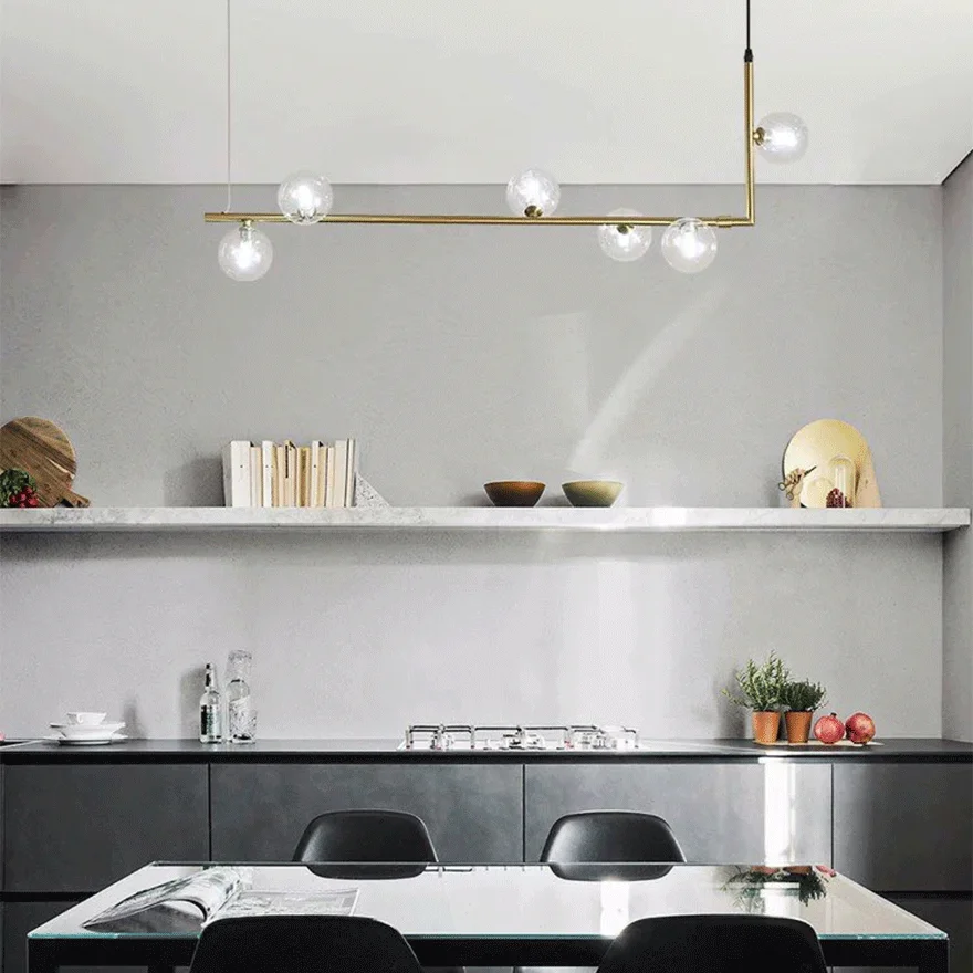 Modern Metal Linear Kitchen Pendant Light, Black/Gold