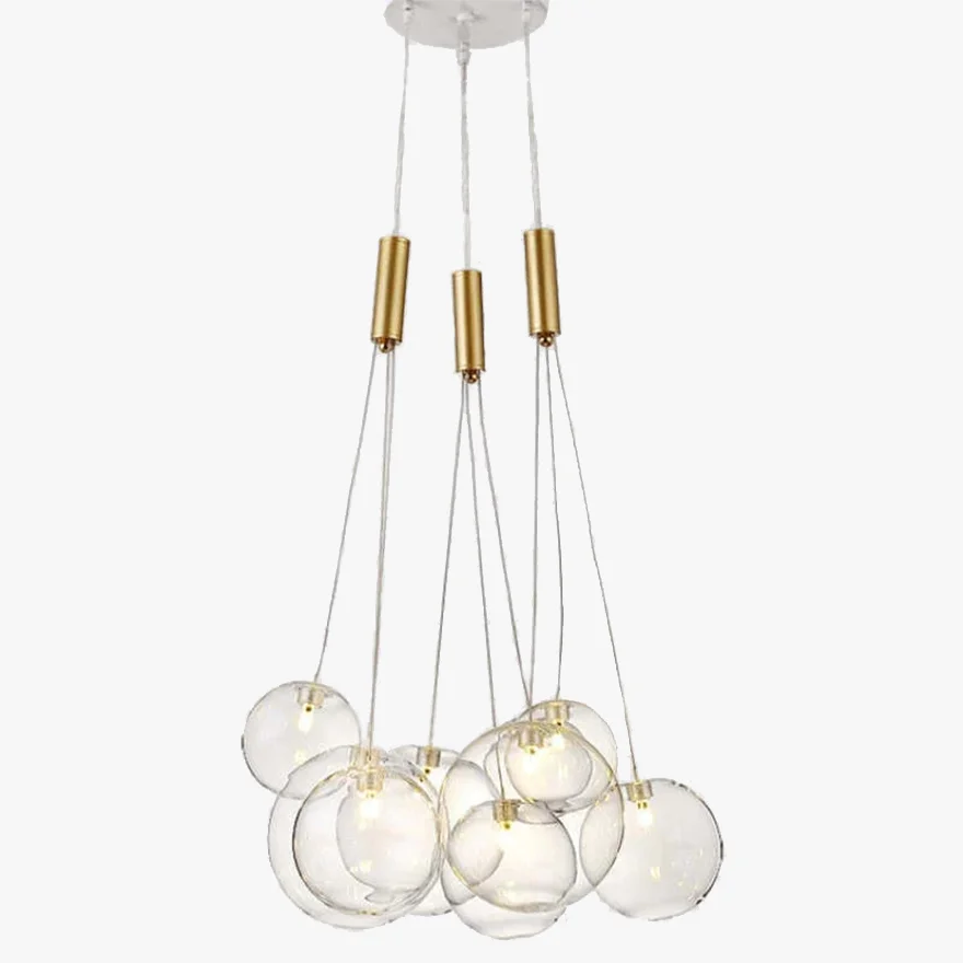 Designer Metal And Glass Bubble Dining Room Ceiling Light, Gold