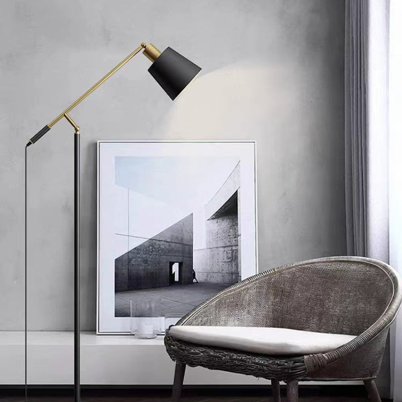 Minimalist Metal Geometric Bedroom Floor Lamp, Black