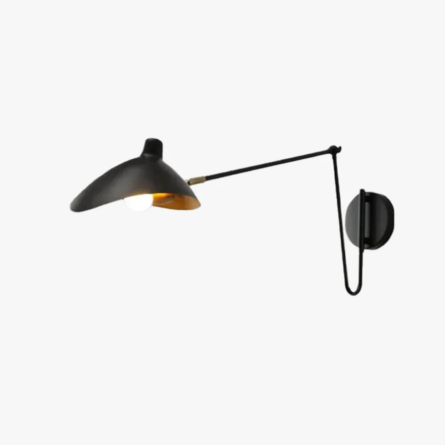 Minimalist Metal Hooded Living Room Wall Lamp, Black/Black-Gold