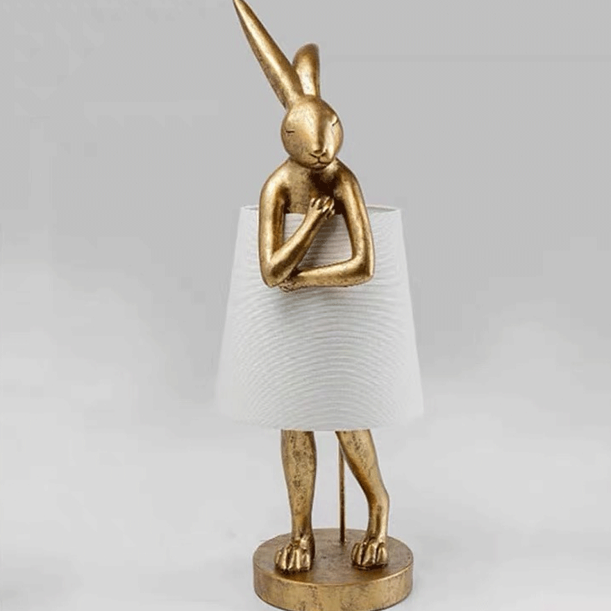 Nordic Resin Rabbit Children's Room Table Lamp, Gold/White | Liiffy