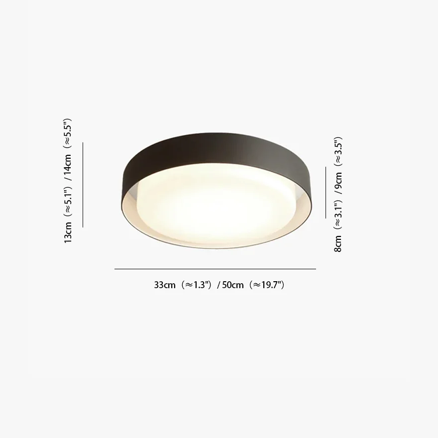 Minimalist Metal And Acrylic Round Outdoor Ceiling Light, Black