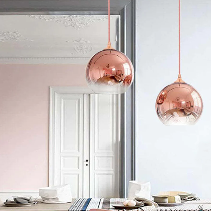 Modern Glass Arched Dining Room Pendant Light, Gold/Rose Gold/Silver