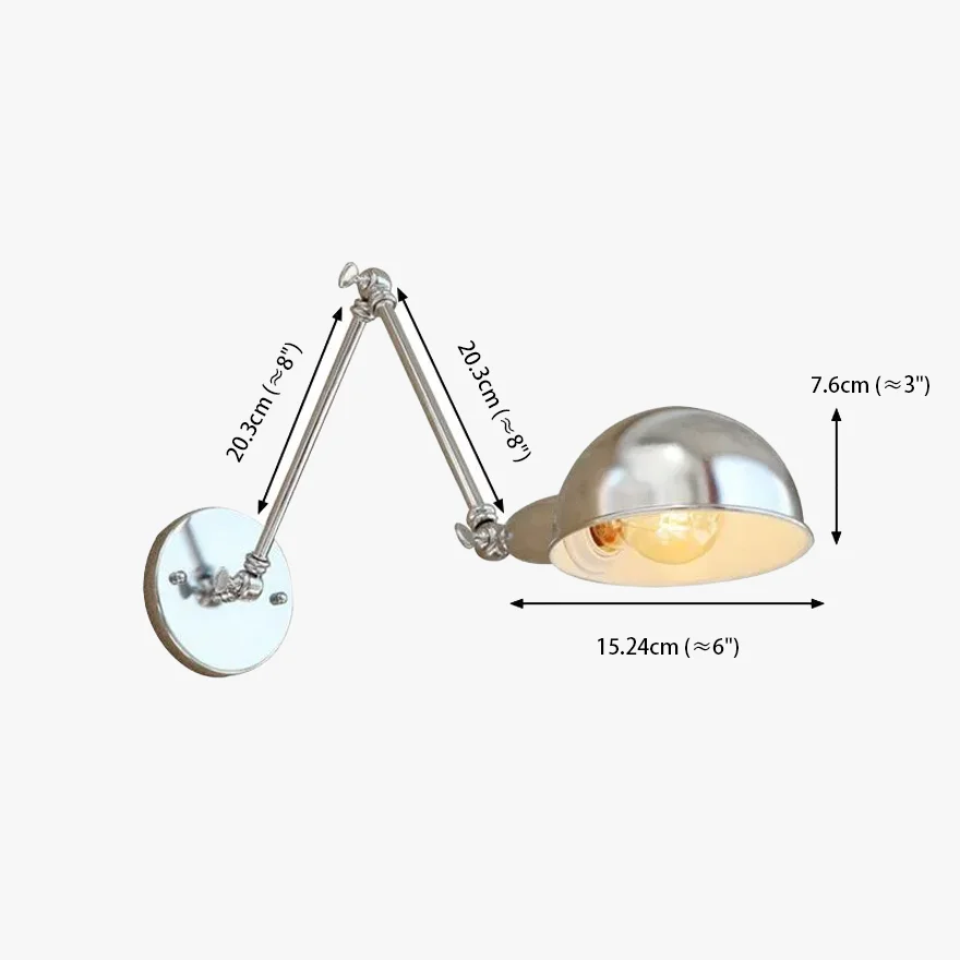 Modern Metal Dome Living Room Wall Lamp, Silver