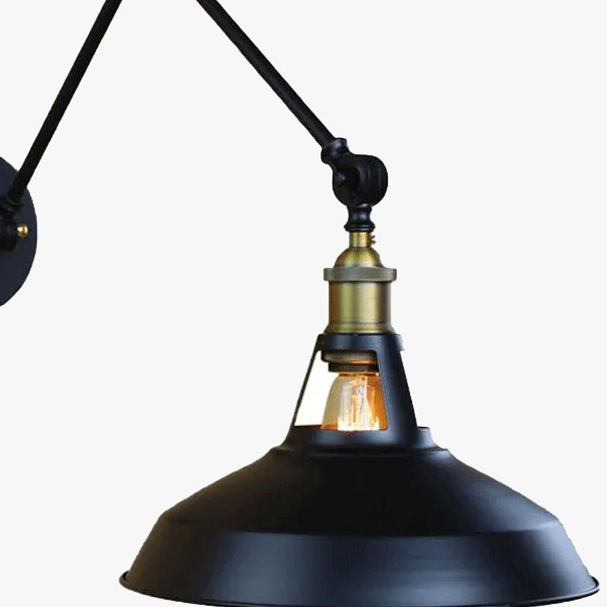 Industrial Metal Bowled Living Room Wall Lamp, Black/Rust