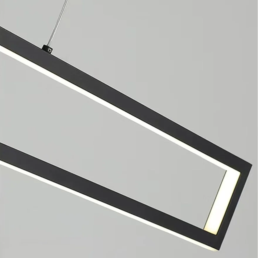 Modern Metal Rectangular Study Room Pendant Light, Black