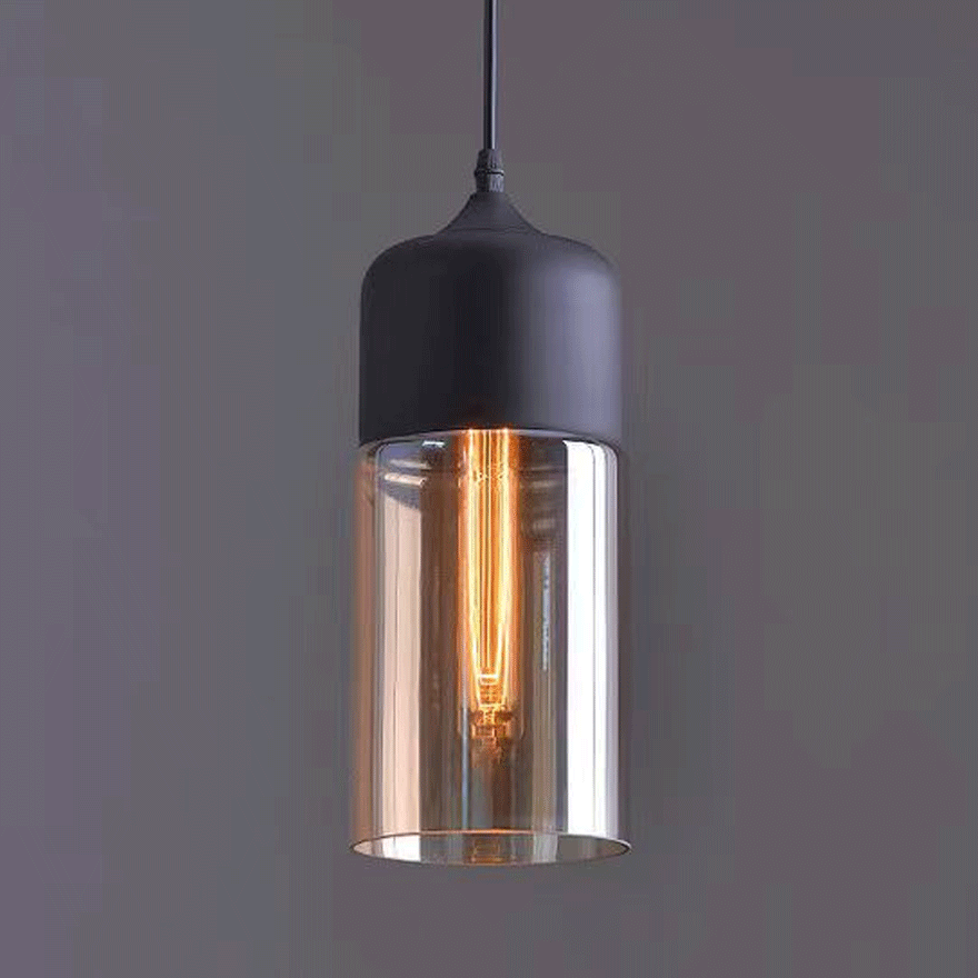 Modern Metal And Glass Geometric Living Room Pendant Light, Black