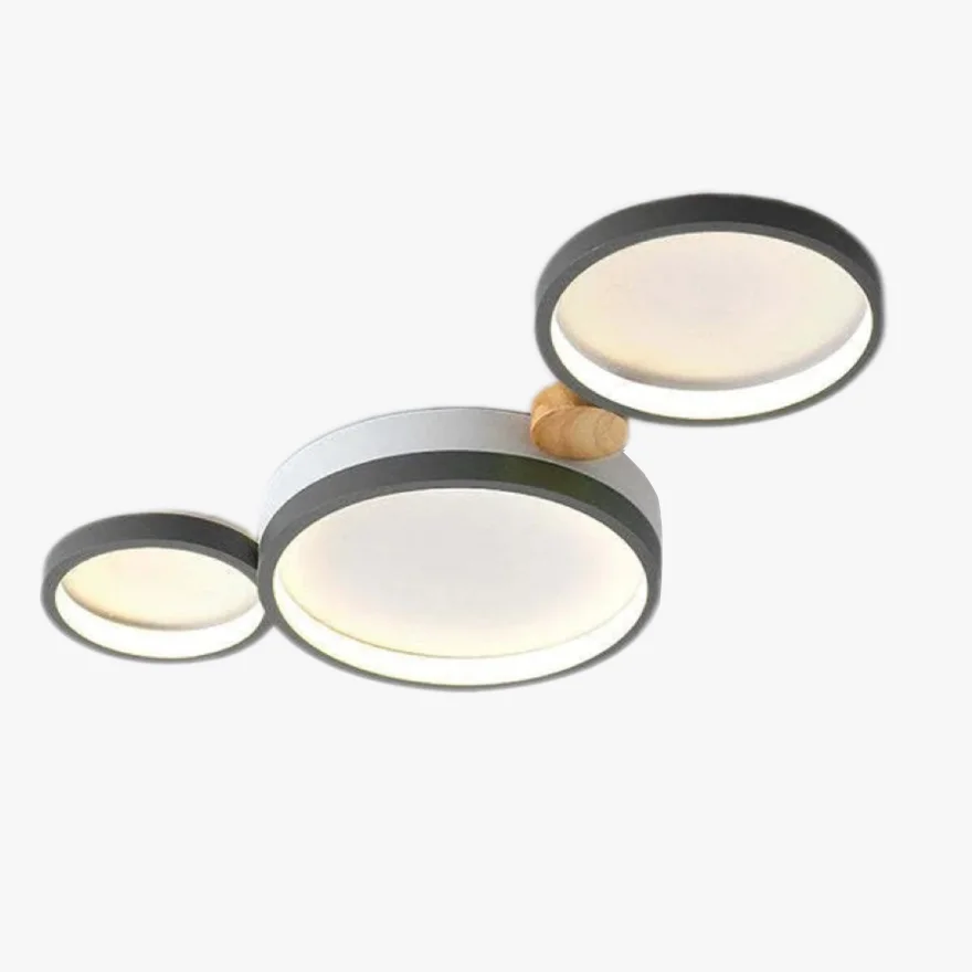 Contemporary Metal And Wooden Round Living Room Ceiling Light, Green/Grey/White