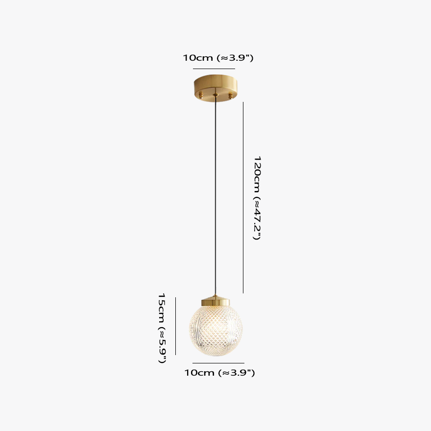 Nordic Metal Circle Glass Bedroom Pendant Light, Gold