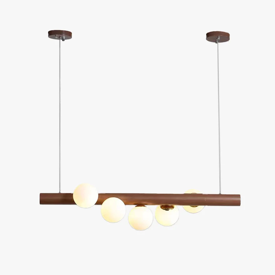 Nordic Wooden And Glass Bubble Kitchen Pendant Light, Burlywood/Walnut