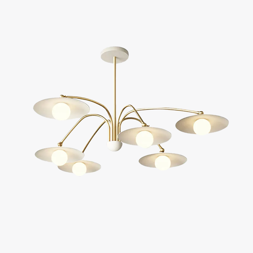 Modern Metal And Glass Saucer-Shaped Dining Room Pendant Light, Gold