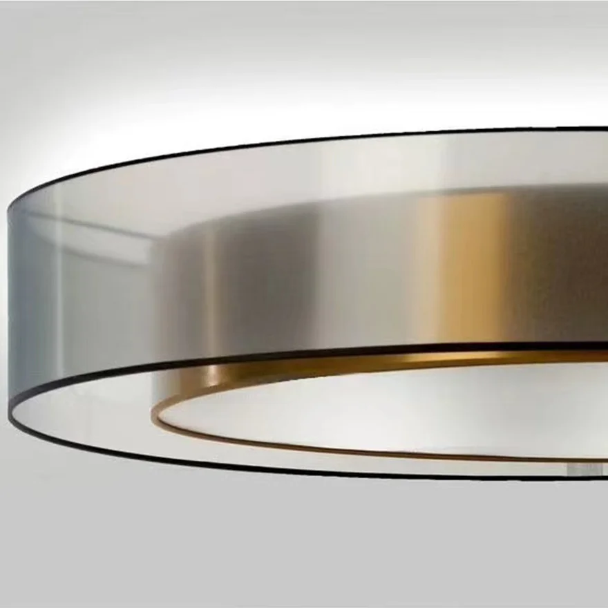 Minimalist Metal And Acrylic Round Bedroom Ceiling Light, Gold, Trichromatic Light