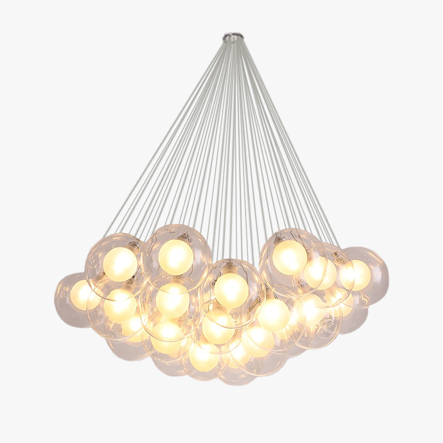 Unusual Metal And Glass Bubble Bedroom Pendant Light, Clear