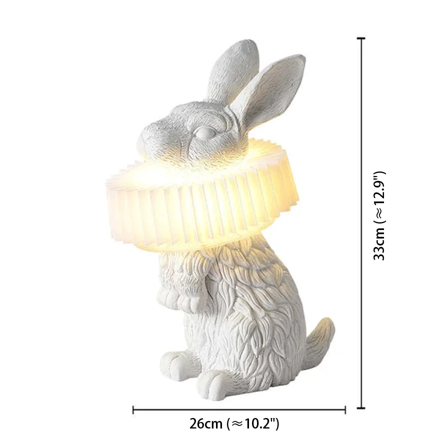 Art Deco Resin Rabbit Children's Room Table Lamp, White | Liiffy