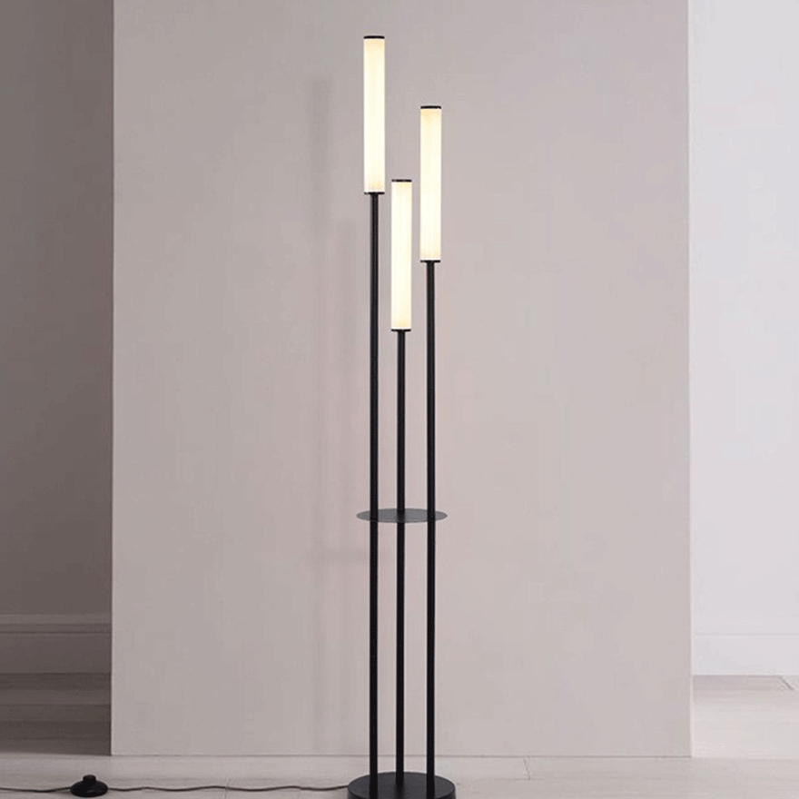 Modern Metal And Acrylic Linear Bedroom Floor Lamp, Black