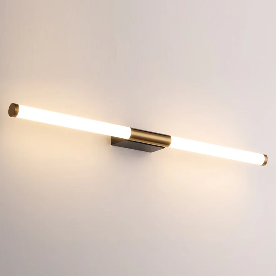 Minimalist Metal Strip Bathroom Wall Lamp, Gold, Trichromatic Light