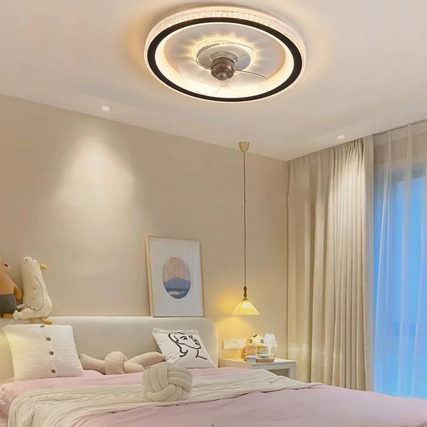 Modern Acrylic And Metal Round Bedroom Ceiling Light, White, Ceiling Fans