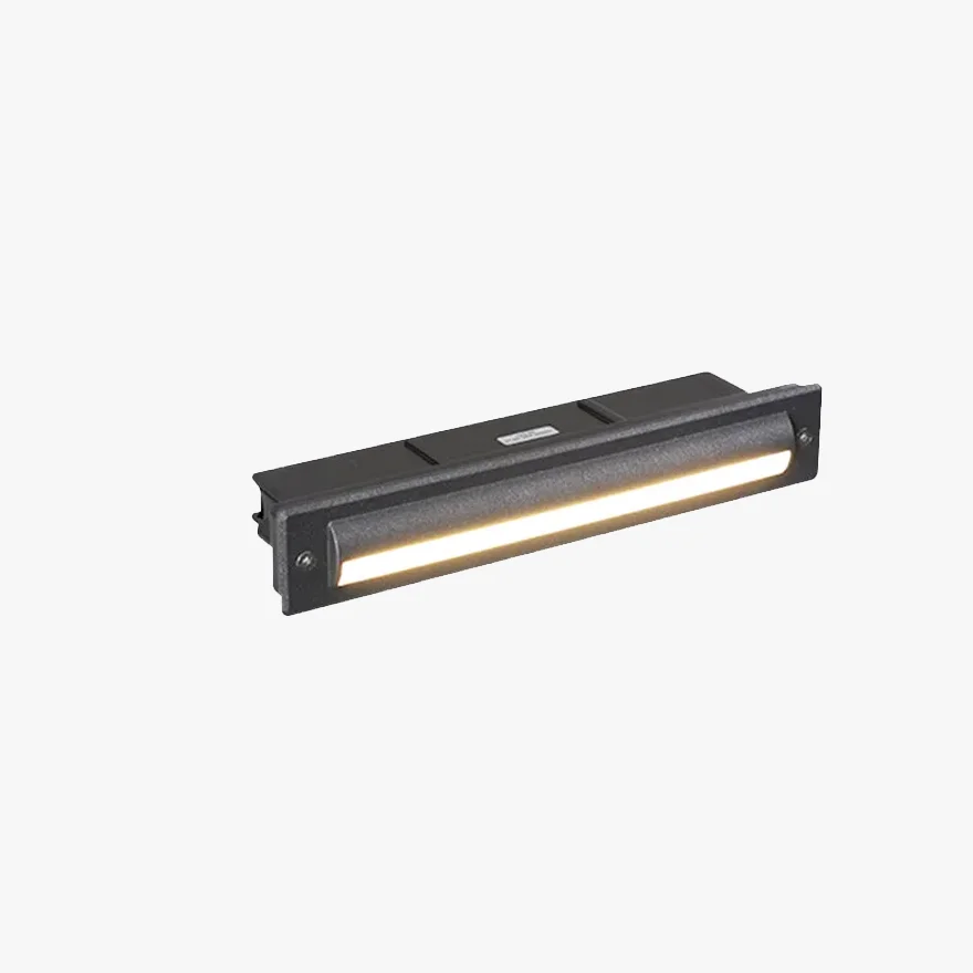 Modern Metal And Acrylic Rectangular Outdoor Deck & Step/Ground Light, Black